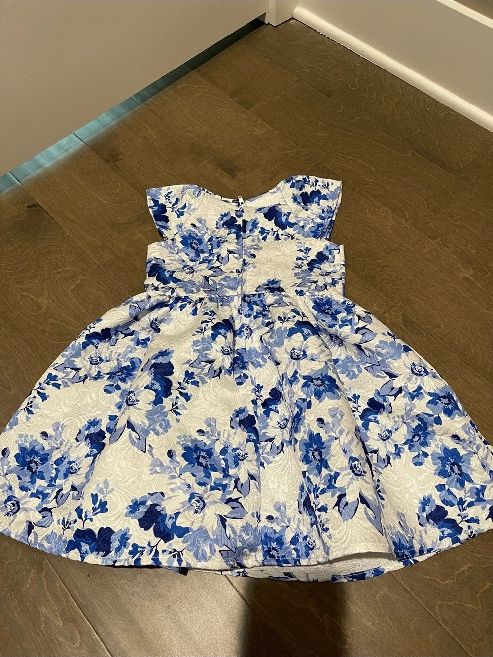 Blue Floral Bow Kids Dress Size 3T
